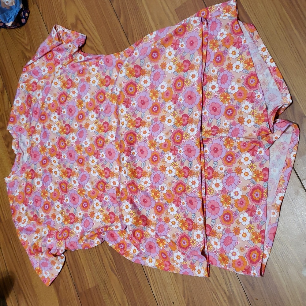 JANE MARIE Floral Pink and Orange Pajama Set